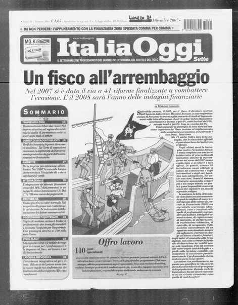 Italia oggi : quotidiano di economia finanza e politica